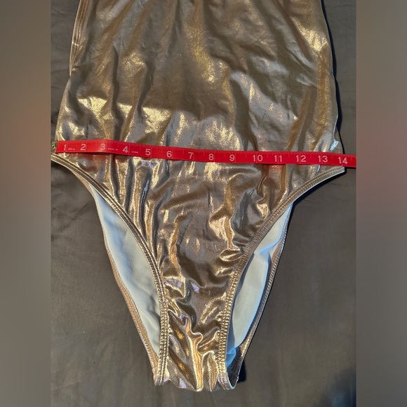 Shiny Metallic Rose Gold One Piece Swimsuit EXPRESS Size Med - Picture 7 of 8